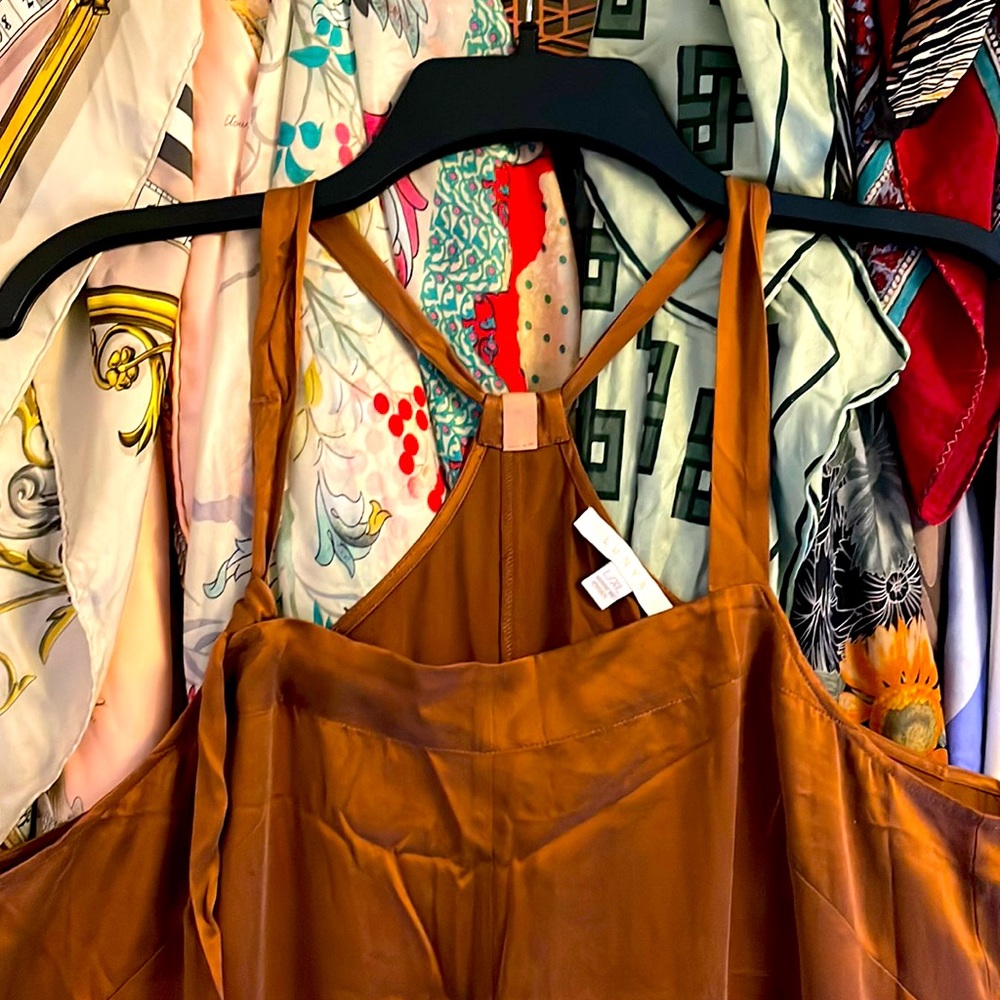 Lunya Washable Silk Sleep Jumpsuit Warm Rust Large Extra Large L XL. #Lunya silk